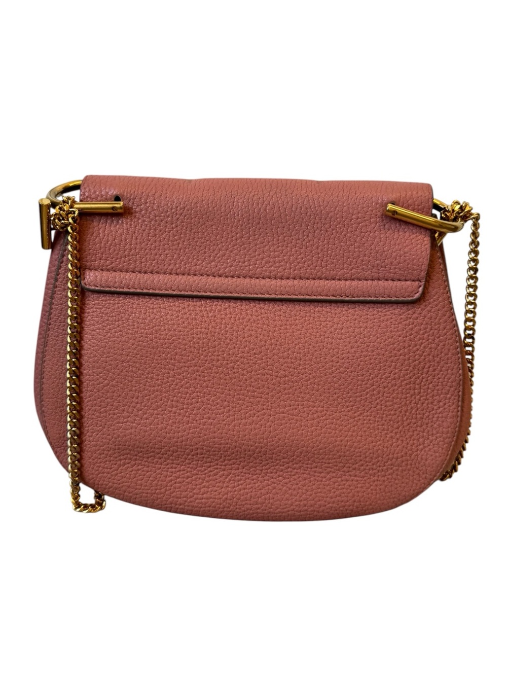 Chloe Drew Medium Apricot Rose Leather Gold Chainlink Strap Crossbody Bag - Picture 2 of 15